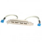 StarTech.com Cabezal Bracket de 4 puertos USB 2.0 con Conexi