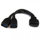 StarTech.com Cable 15cm Adaptador 2 Puertos USB 3.0 a IDC20 